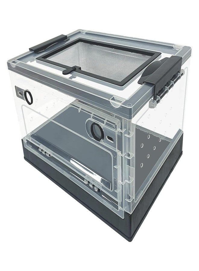 OMEM Large Portable Reptile Tank with Multi-Observation Perspective Foldable and Bottom Pulley, Ideal Habitat for Gecko, Frog, Spider and so on (Black) - Image 2